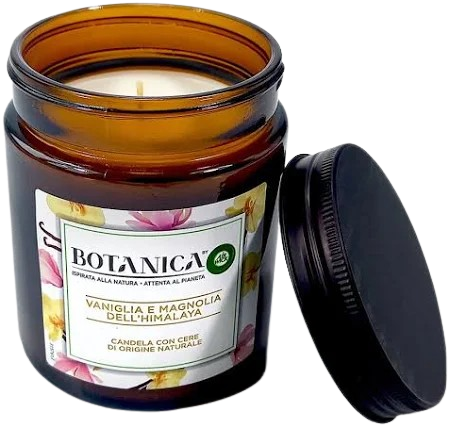 Botanica by Air Wick Große Duftkerze XL - Bis zu 90 Stunden - Duft: Himalaya-Magnolie & Vanille - Nachhaltig hergestellt mit natürlichen Inhaltsstoffen - 1x500g Kerze im Glas